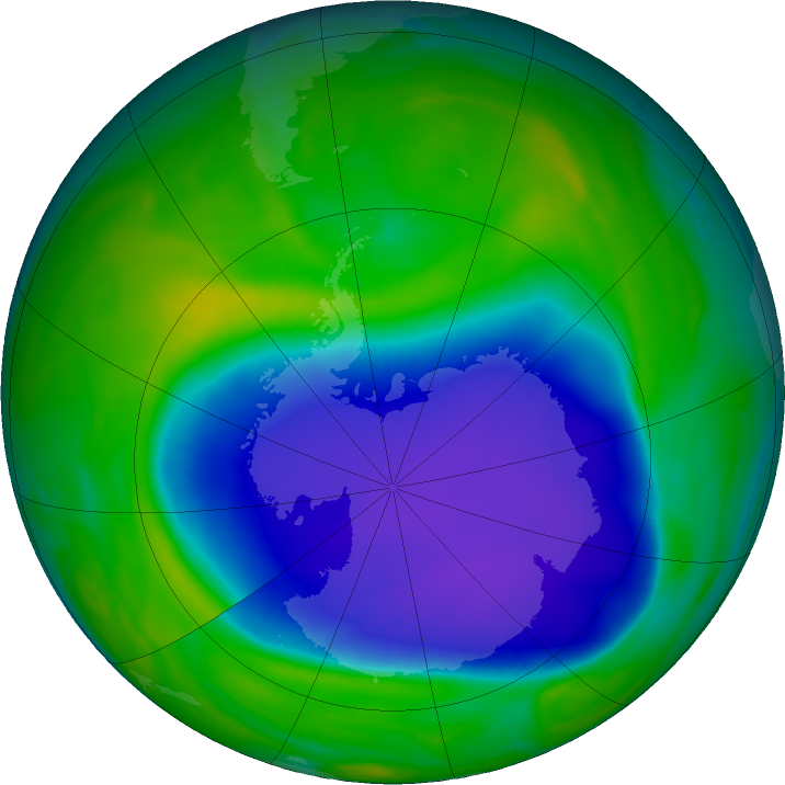 Antarctic ozone map for 11 November 2020